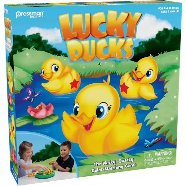 Pressman Lucky Ducks  The Memory and Matching Game That Moves  Includes A Fun Pop The Pig MakeAMatch Card GameMulticolorLucky Ducks