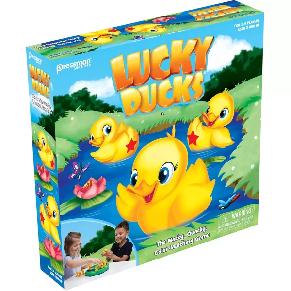 Pressman Lucky Ducks  The Memory and Matching Game That Moves  Includes A Fun Pop The Pig MakeAMatch Card GameMulticolorLucky Ducks