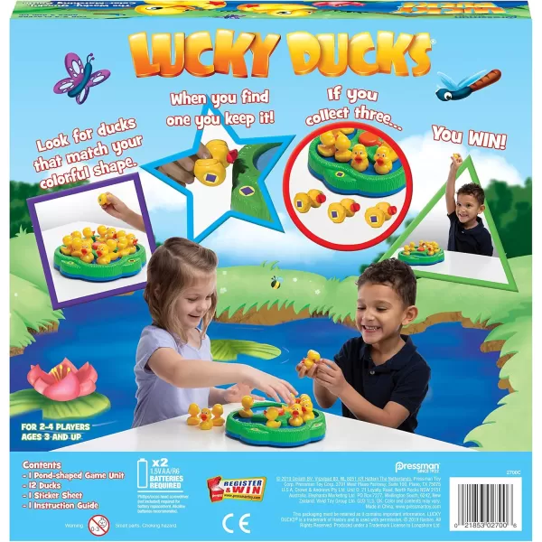 Pressman Lucky Ducks  The Memory and Matching Game That Moves  Includes A Fun Pop The Pig MakeAMatch Card GameMulticolorLucky Ducks