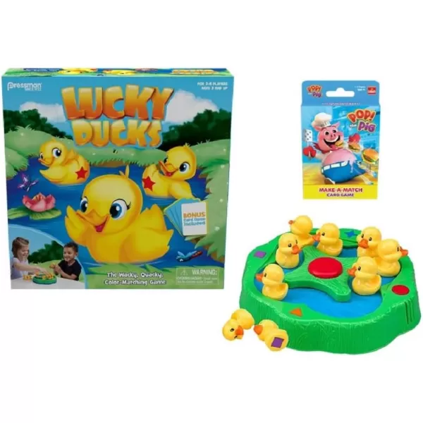 Pressman Lucky Ducks  The Memory and Matching Game That Moves  Includes A Fun Pop The Pig MakeAMatch Card GameMulticolorMulti Color