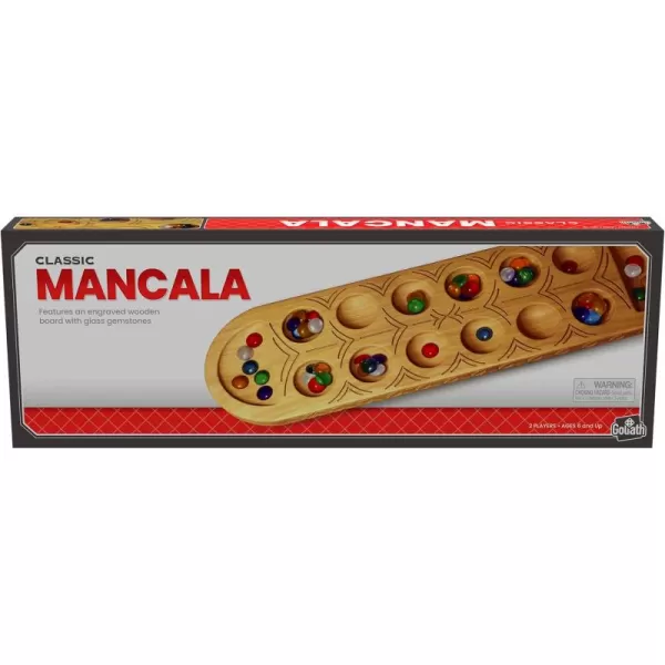 Classic Mancala Game  Features A FullSized Solid Wooden Board with Exquisite Detail Stones by Pressman For 2 Players