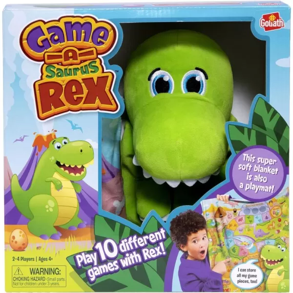 GameASaurus Rex  Play 10 Different Games with Plush Dinosaur  Store Game Pieces Inside Rex by Goliath