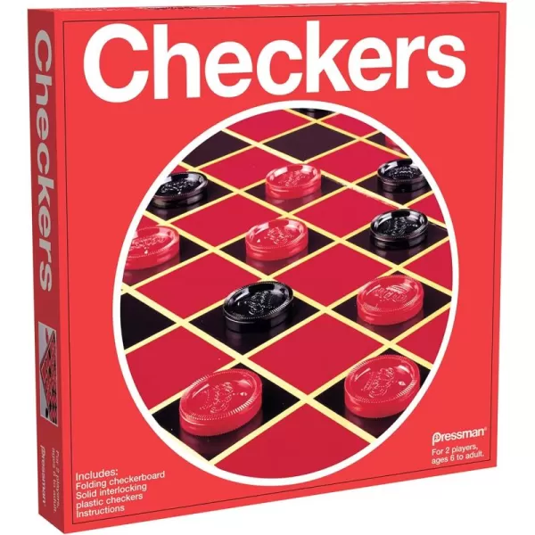 Pressman Checkers  Classic Game With Folding Board and Interlocking Checkers 5quot