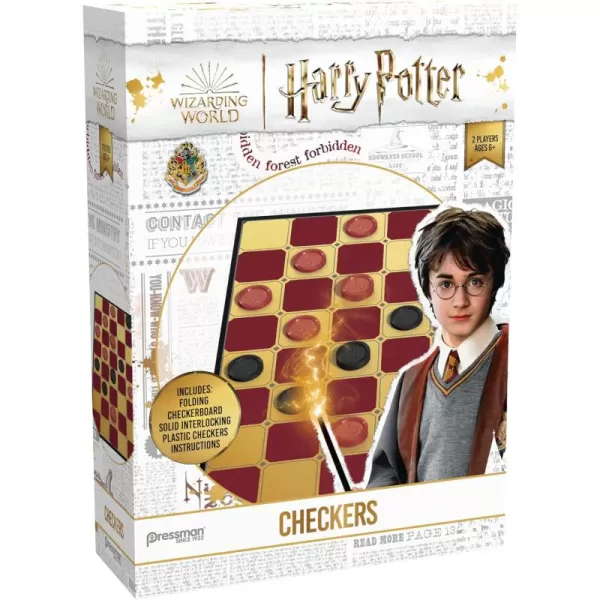 Pressman Harry Potter Checkers  SpeciallyColored Folding Checkerboard and Interlocking Checker Pieces  Ages 6 and Up 2 Players