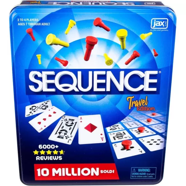 Sequence Travel Tin  The Exciting Strategy Game in A Compact Tin by Jax  Blue