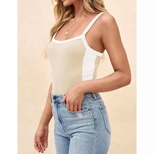 ZESICA Sleeveless Tops for Women Summer Spaghetti Straps Crop Tank Top Ribbed Knit T Shirts Slim Fit Camisole 2024 FashionApricot