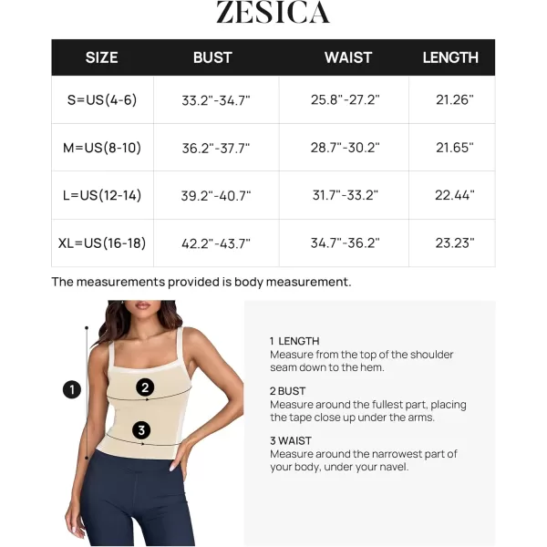 ZESICA Sleeveless Tops for Women Summer Spaghetti Straps Crop Tank Top Ribbed Knit T Shirts Slim Fit Camisole 2024 FashionApricot