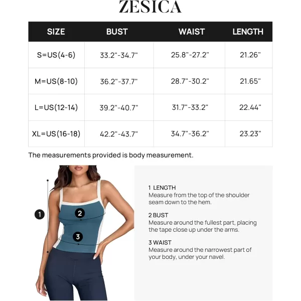 ZESICA Sleeveless Tops for Women Summer Spaghetti Straps Crop Tank Top Ribbed Knit T Shirts Slim Fit Camisole 2024 FashionDustyblue