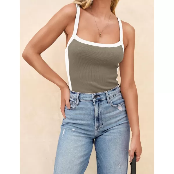 ZESICA Sleeveless Tops for Women Summer Spaghetti Straps Crop Tank Top Ribbed Knit T Shirts Slim Fit Camisole 2024 FashionGrey