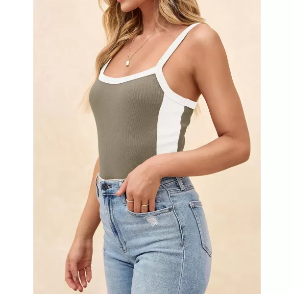 ZESICA Sleeveless Tops for Women Summer Spaghetti Straps Crop Tank Top Ribbed Knit T Shirts Slim Fit Camisole 2024 FashionGrey