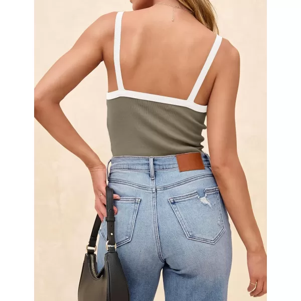 ZESICA Sleeveless Tops for Women Summer Spaghetti Straps Crop Tank Top Ribbed Knit T Shirts Slim Fit Camisole 2024 FashionGrey