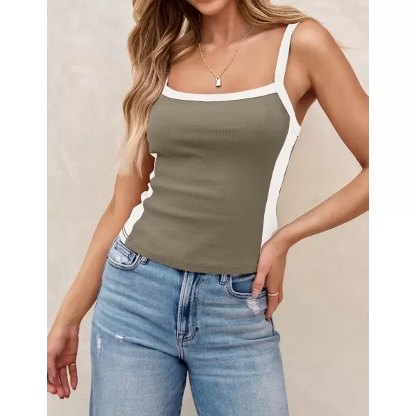 ZESICA Sleeveless Tops for Women Summer Spaghetti Straps Crop Tank Top Ribbed Knit T Shirts Slim Fit Camisole 2024 FashionGrey