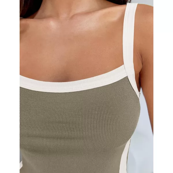 ZESICA Sleeveless Tops for Women Summer Spaghetti Straps Crop Tank Top Ribbed Knit T Shirts Slim Fit Camisole 2024 FashionGrey
