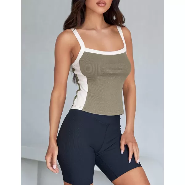 ZESICA Sleeveless Tops for Women Summer Spaghetti Straps Crop Tank Top Ribbed Knit T Shirts Slim Fit Camisole 2024 FashionGrey