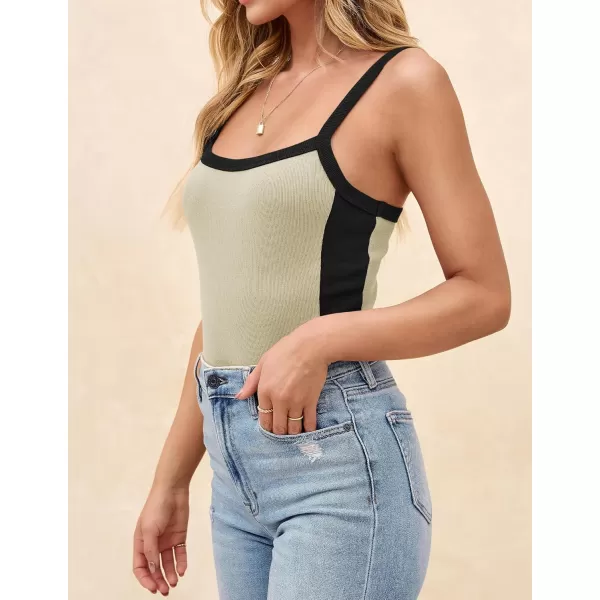 ZESICA Sleeveless Tops for Women Summer Spaghetti Straps Crop Tank Top Ribbed Knit T Shirts Slim Fit Camisole 2024 FashionSand