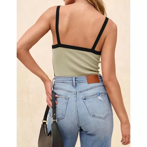 ZESICA Sleeveless Tops for Women Summer Spaghetti Straps Crop Tank Top Ribbed Knit T Shirts Slim Fit Camisole 2024 FashionSand