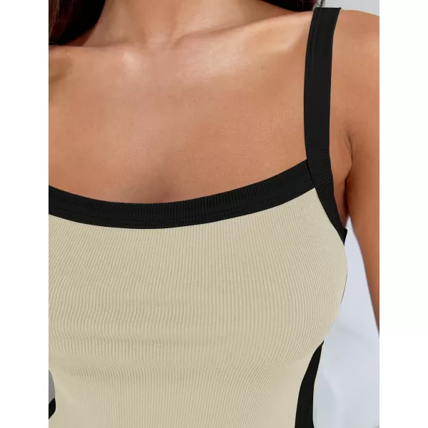 ZESICA Sleeveless Tops for Women Summer Spaghetti Straps Crop Tank Top Ribbed Knit T Shirts Slim Fit Camisole 2024 FashionSand