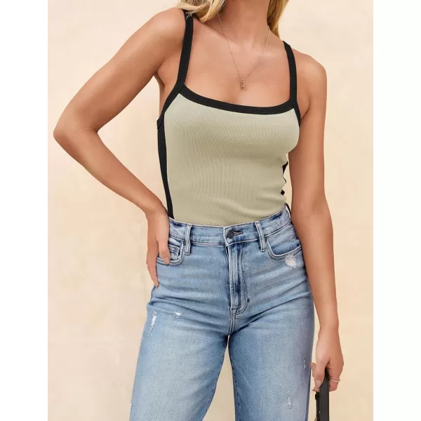 ZESICA Sleeveless Tops for Women Summer Spaghetti Straps Crop Tank Top Ribbed Knit T Shirts Slim Fit Camisole 2024 FashionSand