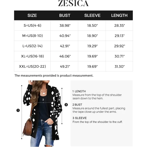 ZESICA Womens 2024 Fall Winter Long Sleeves Open Front Leopard Print Knitted Sweater Cardigan Coat OutwearA Black