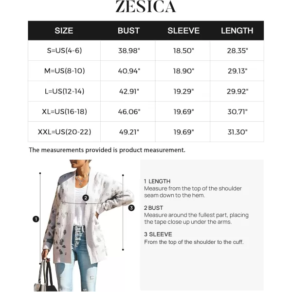 ZESICA Womens 2024 Fall Winter Long Sleeves Open Front Leopard Print Knitted Sweater Cardigan Coat OutwearA White