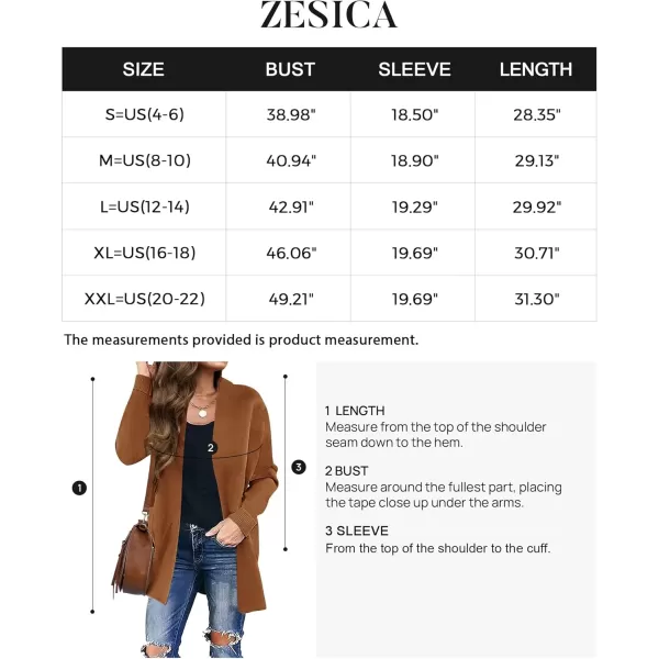 ZESICA Womens 2024 Fall Winter Long Sleeves Open Front Leopard Print Knitted Sweater Cardigan Coat OutwearCaramel