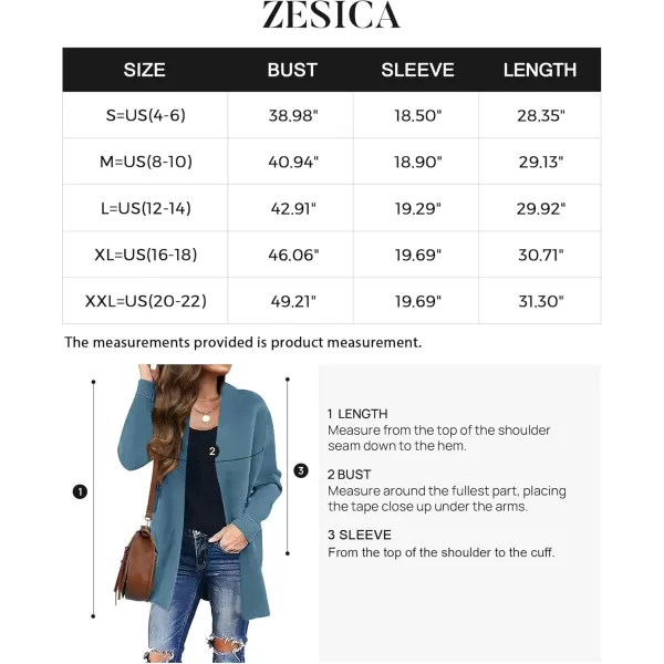 ZESICA Womens 2024 Fall Winter Long Sleeves Open Front Leopard Print Knitted Sweater Cardigan Coat OutwearDustyblue