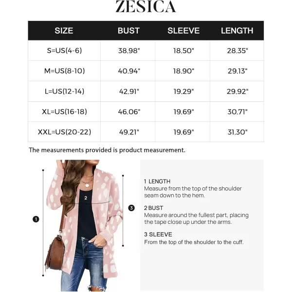 ZESICA Womens 2024 Fall Winter Long Sleeves Open Front Leopard Print Knitted Sweater Cardigan Coat OutwearPink
