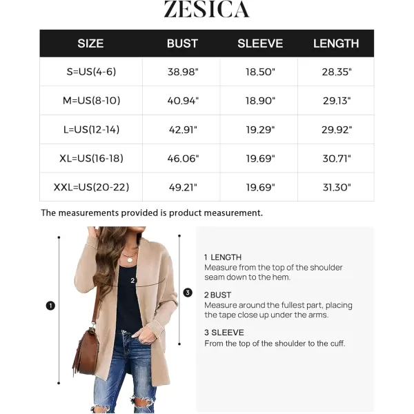 ZESICA Womens 2024 Fall Winter Long Sleeves Open Front Leopard Print Knitted Sweater Cardigan Coat OutwearSolid Beige