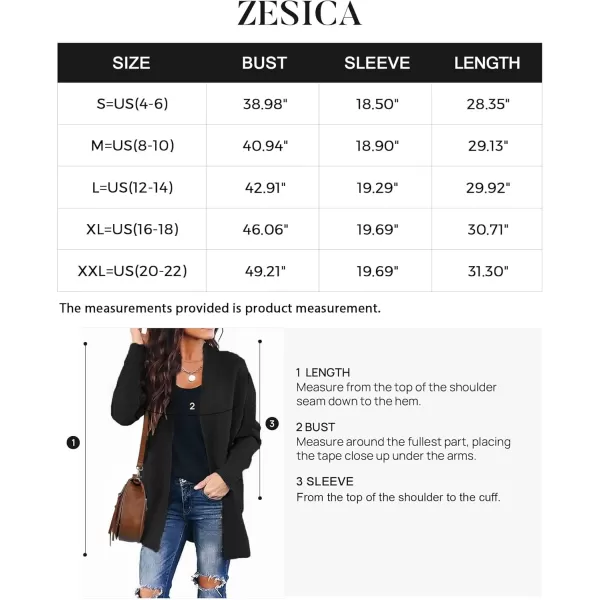 ZESICA Womens 2024 Fall Winter Long Sleeves Open Front Leopard Print Knitted Sweater Cardigan Coat OutwearSolid Black