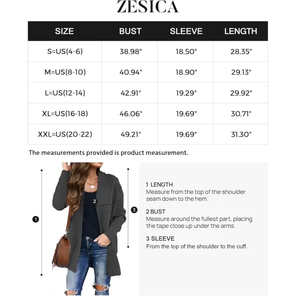 ZESICA Womens 2024 Fall Winter Long Sleeves Open Front Leopard Print Knitted Sweater Cardigan Coat OutwearSolid Grey