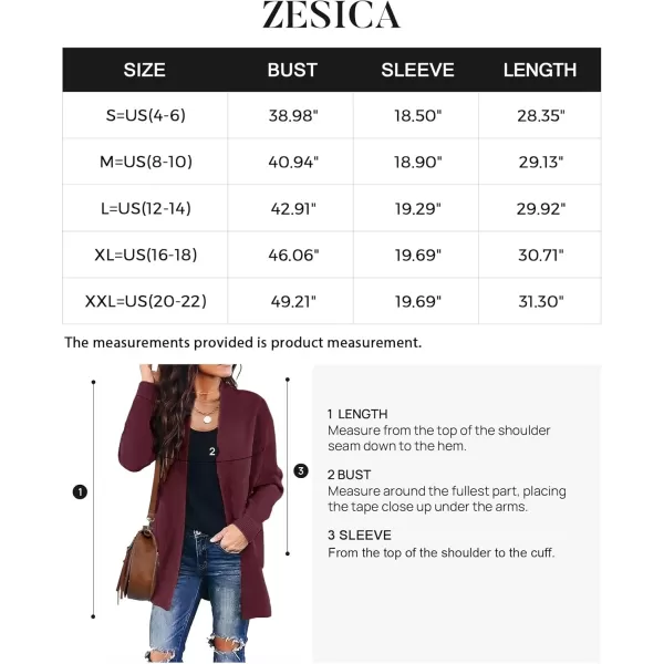 ZESICA Womens 2024 Fall Winter Long Sleeves Open Front Leopard Print Knitted Sweater Cardigan Coat OutwearSolidwine