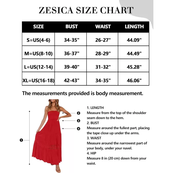 ZESICA Womens 2024 Summer Bohemian Strapless Off Shoulder Lace Trim Backless Flowy A Line Beach Long Maxi DressFirered