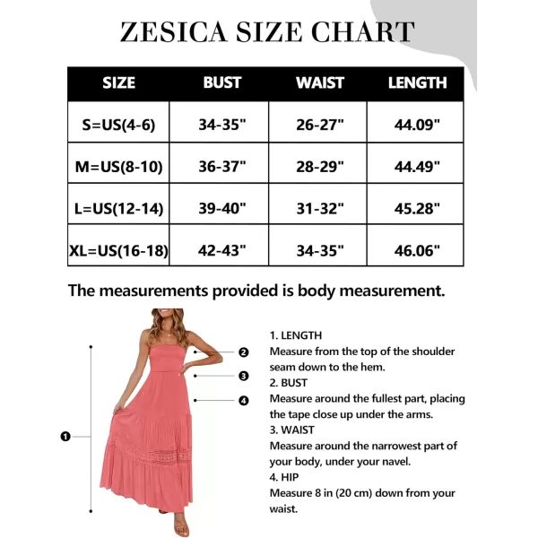 ZESICA Womens 2024 Summer Bohemian Strapless Off Shoulder Lace Trim Backless Flowy A Line Beach Long Maxi DressPeach