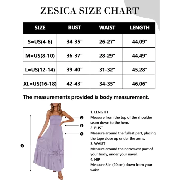 ZESICA Womens 2024 Summer Bohemian Strapless Off Shoulder Lace Trim Backless Flowy A Line Beach Long Maxi DressPurple