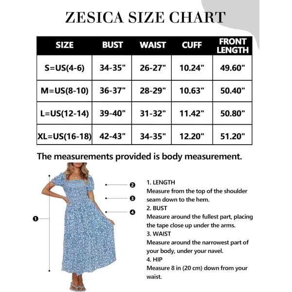 ZESICA Womens 2024 Summer Boho Floral Print Square Neck Ruffle Swing Beach Long Maxi DressBlue2