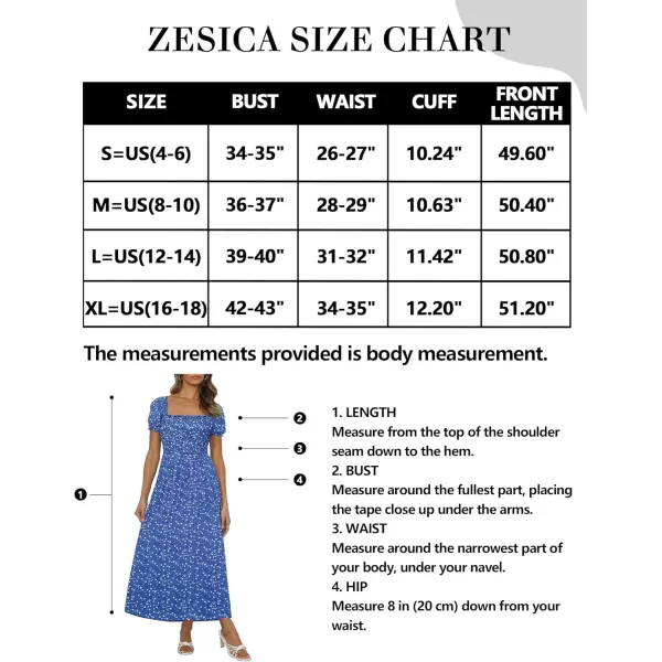 ZESICA Womens 2024 Summer Boho Floral Print Square Neck Ruffle Swing Beach Long Maxi DressCobalt