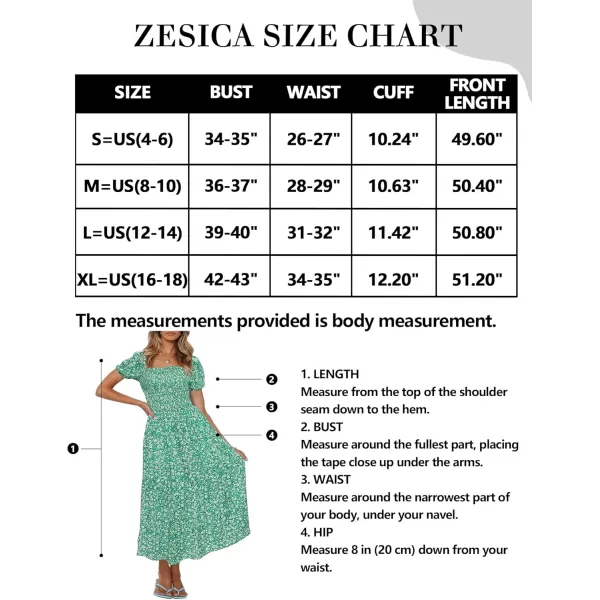 ZESICA Womens 2024 Summer Boho Floral Print Square Neck Ruffle Swing Beach Long Maxi DressGreen