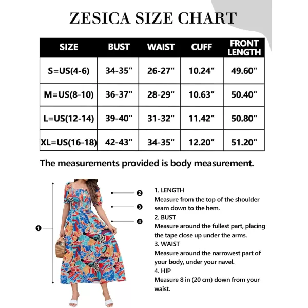 ZESICA Womens 2024 Summer Boho Floral Print Square Neck Ruffle Swing Beach Long Maxi DressGreenblue