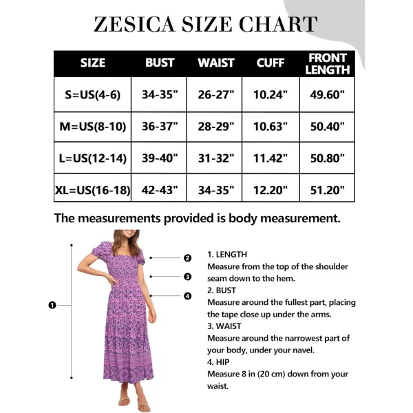 ZESICA Womens 2024 Summer Boho Floral Print Square Neck Ruffle Swing Beach Long Maxi DressPurple