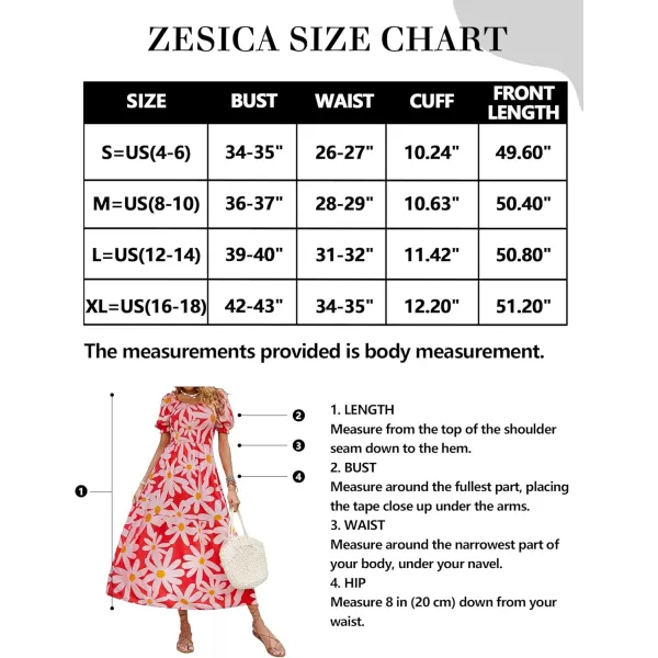 ZESICA Womens 2024 Summer Boho Floral Print Square Neck Ruffle Swing Beach Long Maxi DressTomato