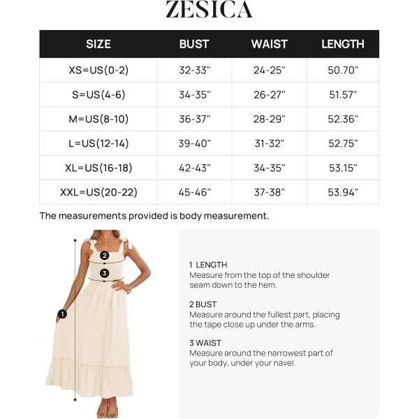 ZESICA Womens 2024 Summer Boho Spaghetti Strap Square Neck Solid Color Ruffle A Line Beach Long Maxi DressApricot