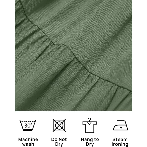 ZESICA Womens 2024 Summer Spaghetti Strap Sleeveless Square Neck Ruffle A Line Swing Mini DressArmygreen