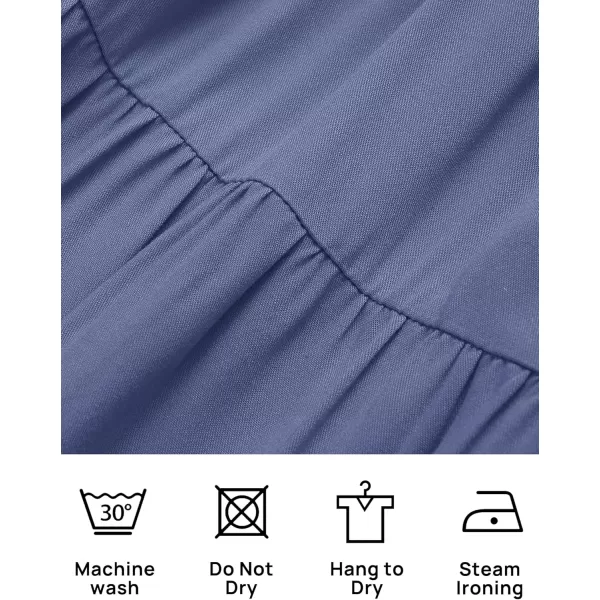 ZESICA Womens 2024 Summer Spaghetti Strap Sleeveless Square Neck Ruffle A Line Swing Mini DressDustyblue