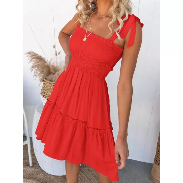 ZESICA Womens 2024 Summer Spaghetti Strap Sleeveless Square Neck Ruffle A Line Swing Mini DressFirered