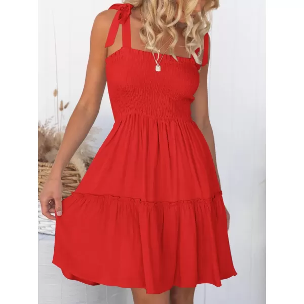 ZESICA Womens 2024 Summer Spaghetti Strap Sleeveless Square Neck Ruffle A Line Swing Mini DressFirered
