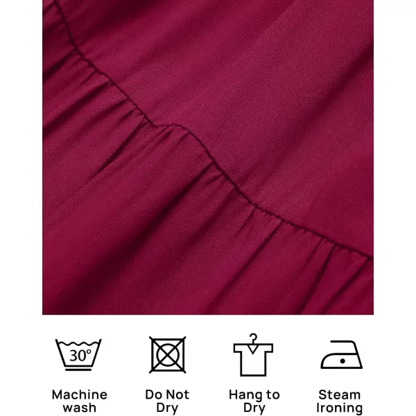 ZESICA Womens 2024 Summer Spaghetti Strap Sleeveless Square Neck Ruffle A Line Swing Mini DressFuchsia