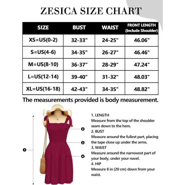 ZESICA Womens 2024 Summer Spaghetti Strap Sleeveless Square Neck Ruffle A Line Swing Mini DressFuchsia