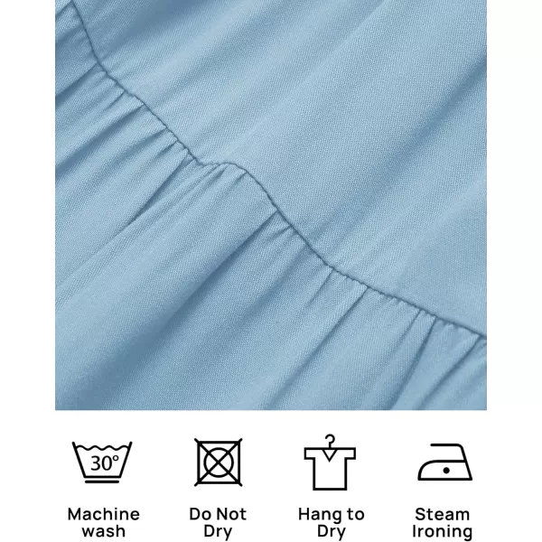 ZESICA Womens 2024 Summer Spaghetti Strap Sleeveless Square Neck Ruffle A Line Swing Mini DressLightblue