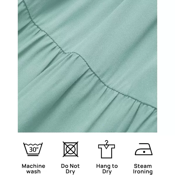 ZESICA Womens 2024 Summer Spaghetti Strap Sleeveless Square Neck Ruffle A Line Swing Mini DressLightgreen