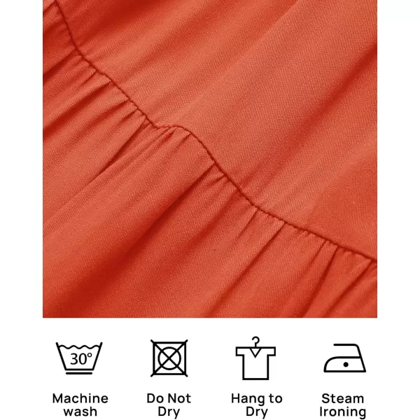 ZESICA Womens 2024 Summer Spaghetti Strap Sleeveless Square Neck Ruffle A Line Swing Mini DressOrange